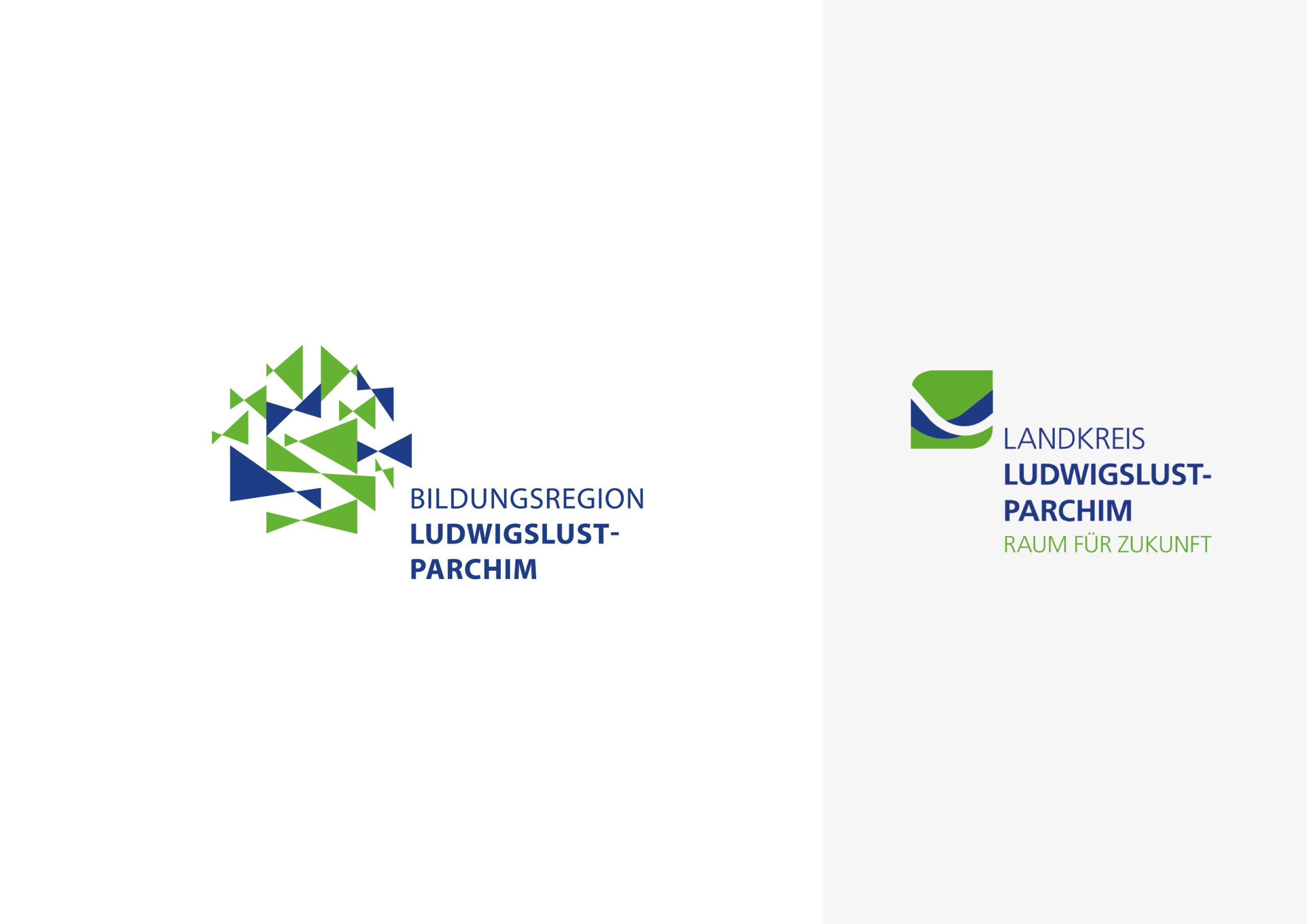 Logo Bildungsregion LUP neben dem Logo vom Landkreis LUP. Branddesign